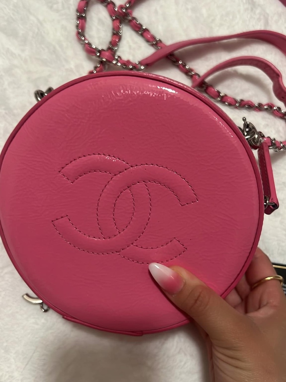 CHANEL  Pink Patent Leather Round As Earth Bag – Rare
